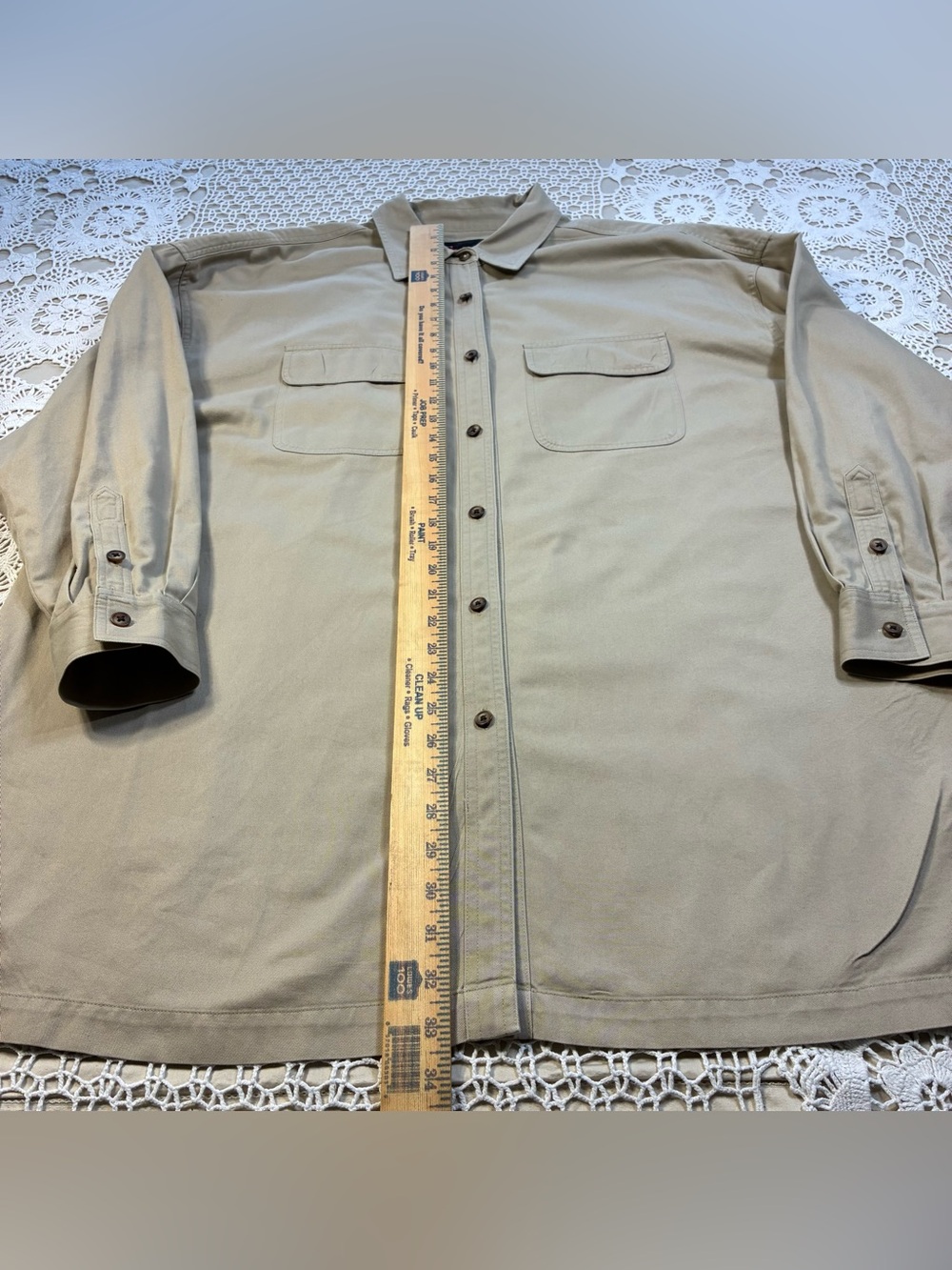 Company Ellen Tracy Mens 2X Beige Tan Cotton Button Front Long Sleeve Shirt